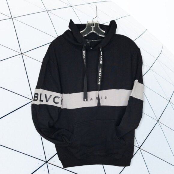 BLVCK Men's Paris Bold Stripe Hoodie Size XS Terry Cotton - Picture 3 of 6